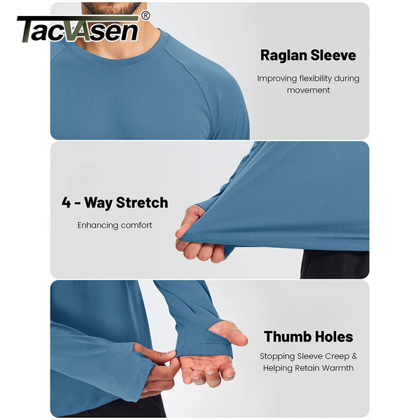 TACVASEN Men's Long Sleeve Shirts Dry Fit Breathable Workout Running Athletic Moisture Wicking Casual Tshirts with Thumb Holes
