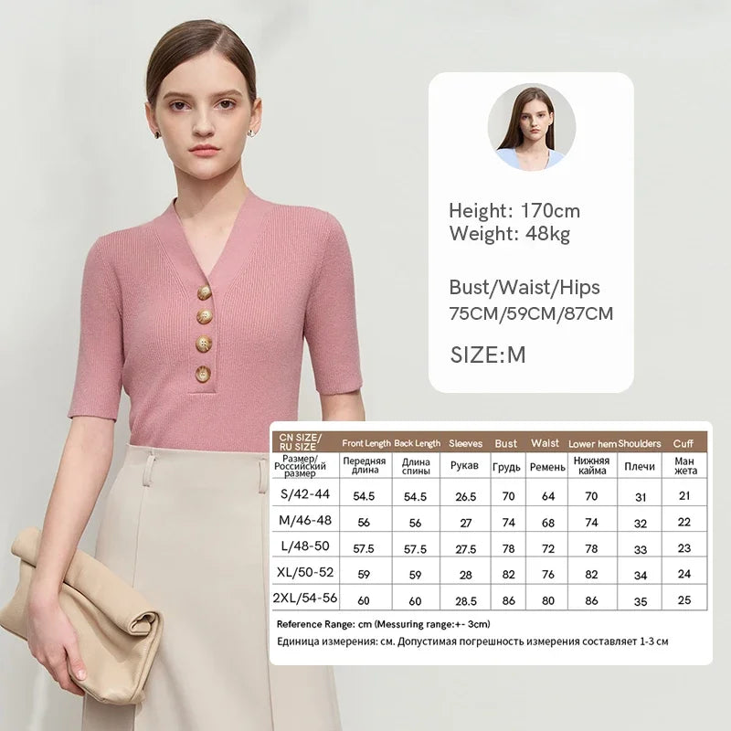 អាវយឺតប៉ាក់ AMII Minimalist សម្រាប់ស្ត្រី រដូវស្លឹកឈើជ្រុះឆ្នាំ ២០២៦ រចនាប័ទ្ម New England សម្រាប់ធ្វើដំណើរ ក V ស្លីមស្តើង អាវប៉ាក់ ១២៥២១០៨៦