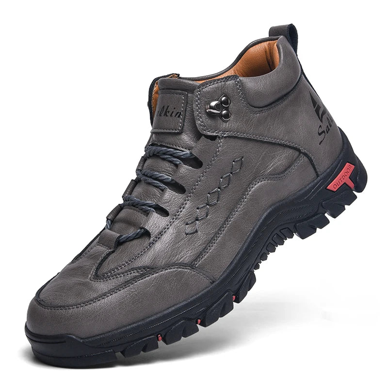 Walking Shoes Men 2025 New Casual High Top Leather Surface Anti Slip Wear-resistant Daily High Quality Retro Sneakers Men