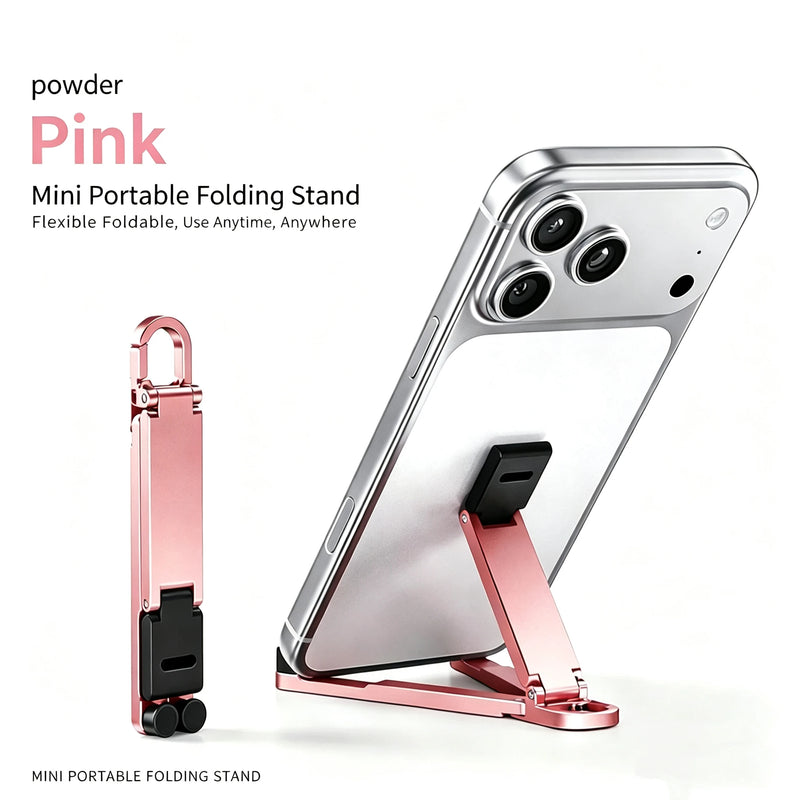 Mini Keychain Phone Stand Portable Foldable Desktop Phone Holder Adjustable Lazy Bracket For Smartphone Travel Office