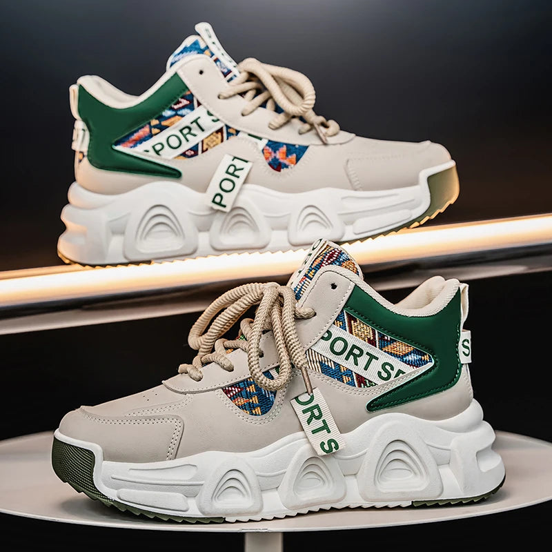 Men's high-top casual sneakers four seasons new breathable lightweight soft-sole outdoor racing running shoes speed sports shoes