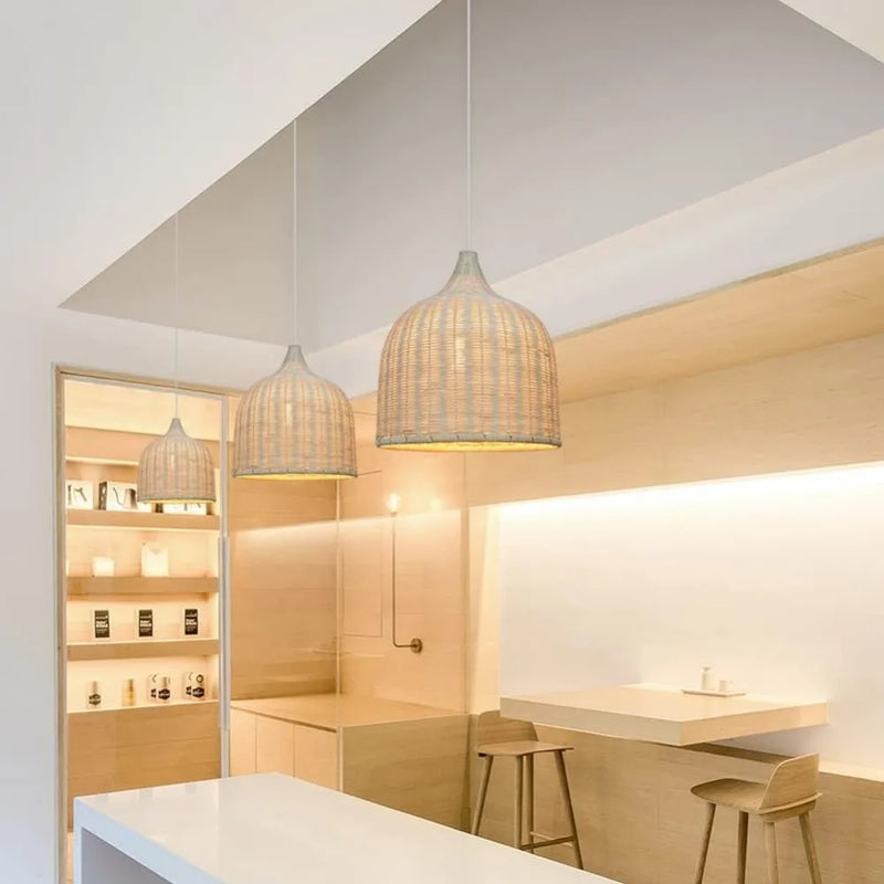 JOYINLED Woven Pendant Light Kitchen 26/35CM Handmade Ceiling Lighting Chandelier, Large Hanging Lampshade Fixture Home Decor
