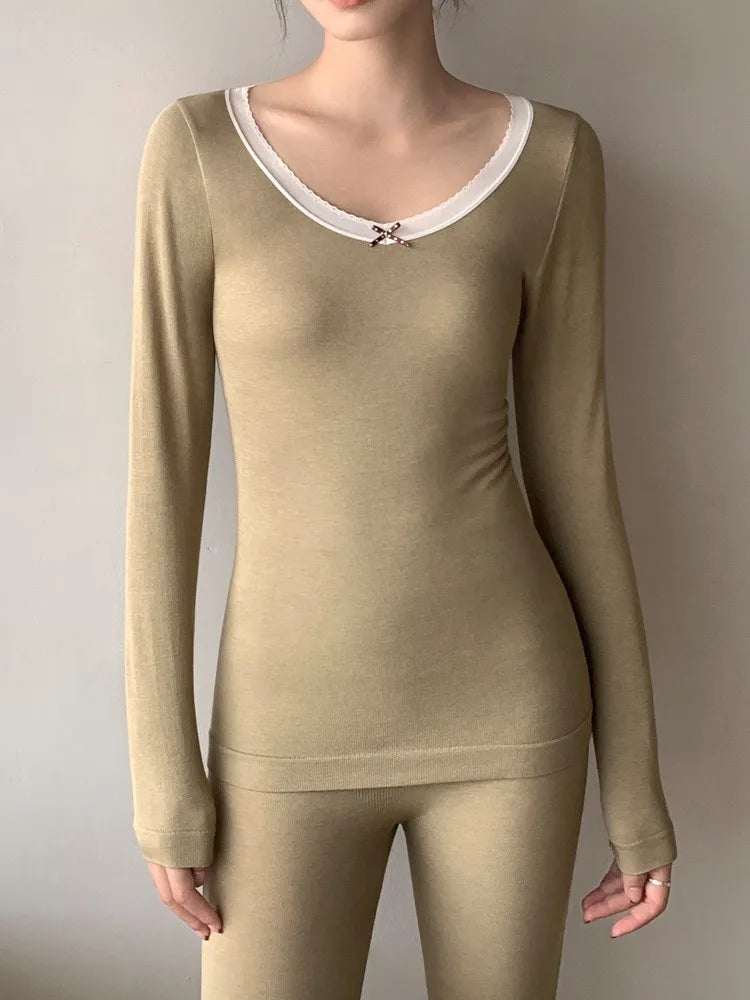New Soft Pajamas Set Modal Comfort Women's Home Clothes Spring Autumn 2 Piece Set Base Layer Suit Lounge Night Pijamas Mujer