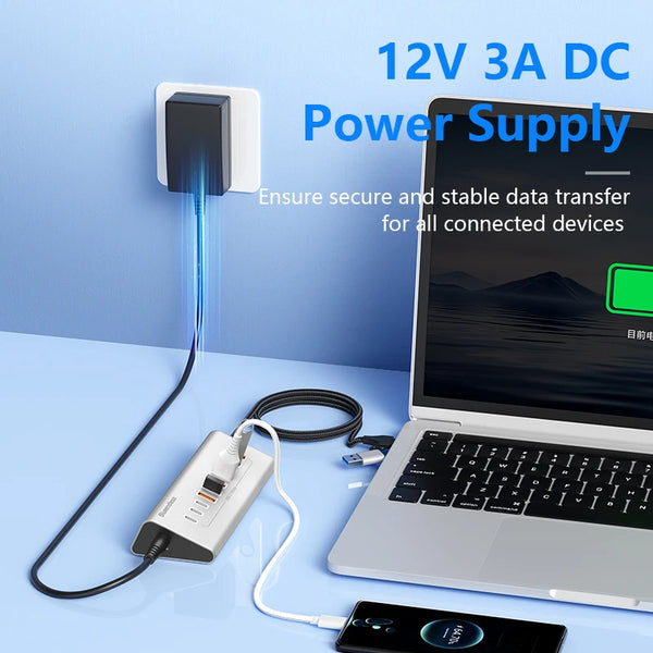 ប៊្លូអែនលីស អាលុយមីញ៉ូម USB3.2 ជំនាន់ទី 2 10Gbps 7 ច្រក 10 ច្រក USB-C Hub 7 ក្នុង 1 10 ក្នុង 1 USB-A Splitter Adapter សម្រាប់កុំព្យូទ័រយួរដៃ macbook