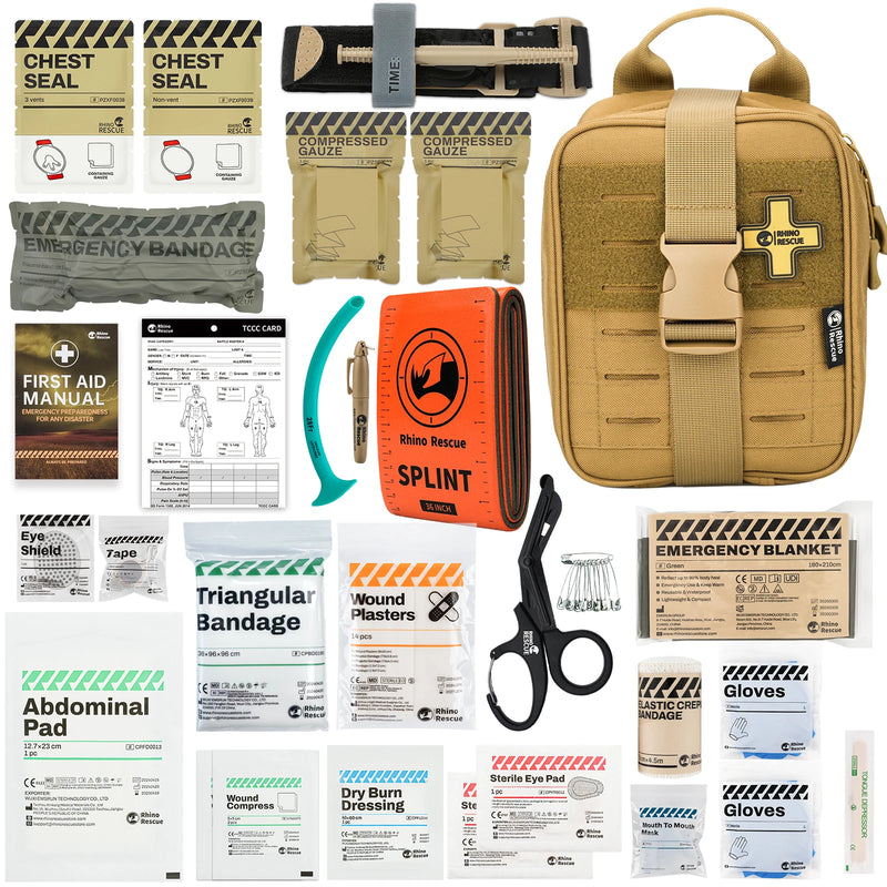 CE Approved Rhino Rescue IFAK Pouch Trauma Kit Tactical First Aid Kit MOLLE Pouch Emergency Kit Combat Survival Kit For Camping