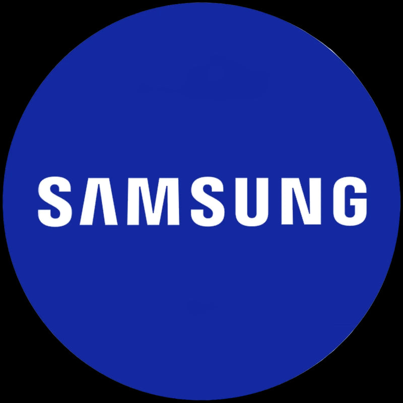 Samsung logo on a blue circle