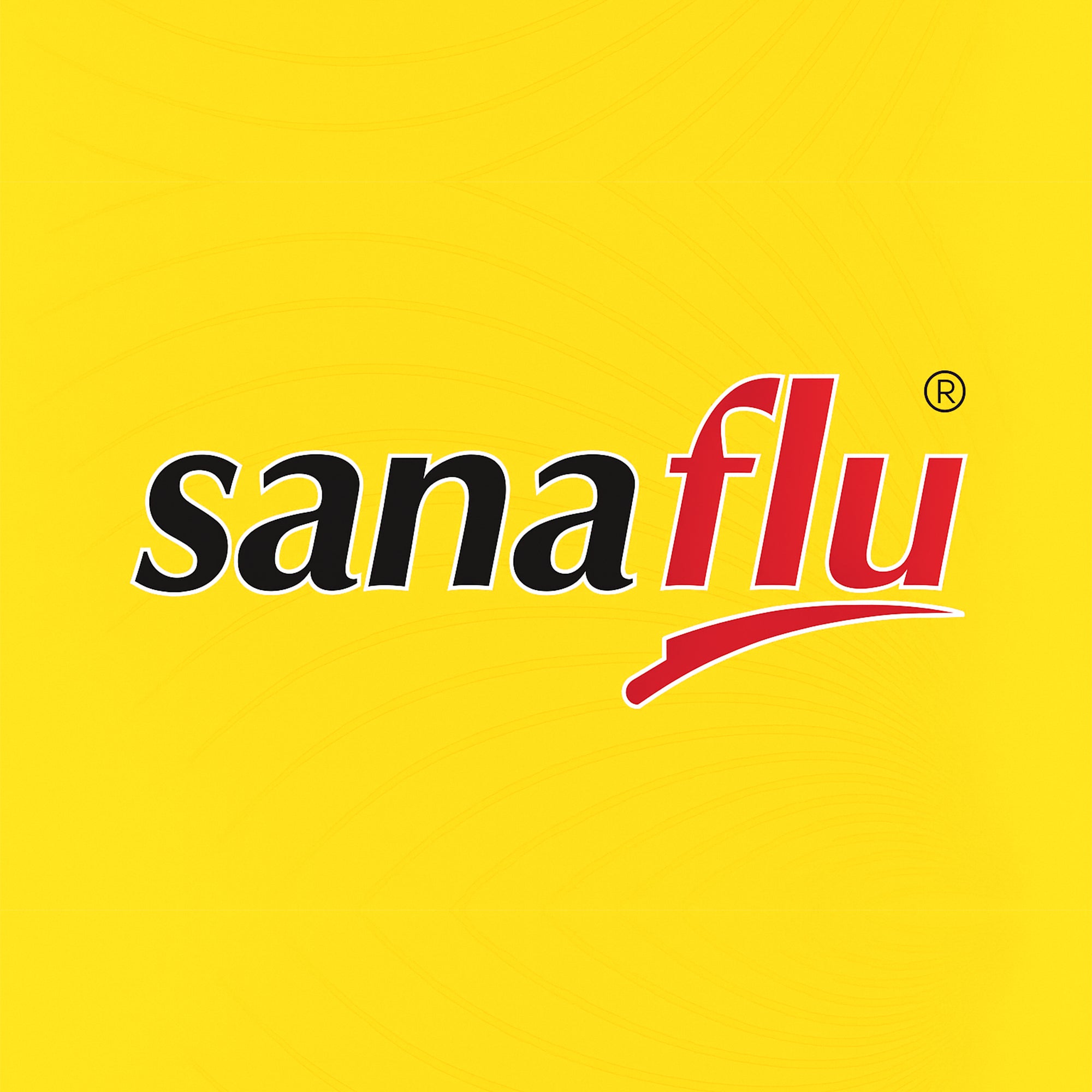 Sanaflu logo on a yellow background