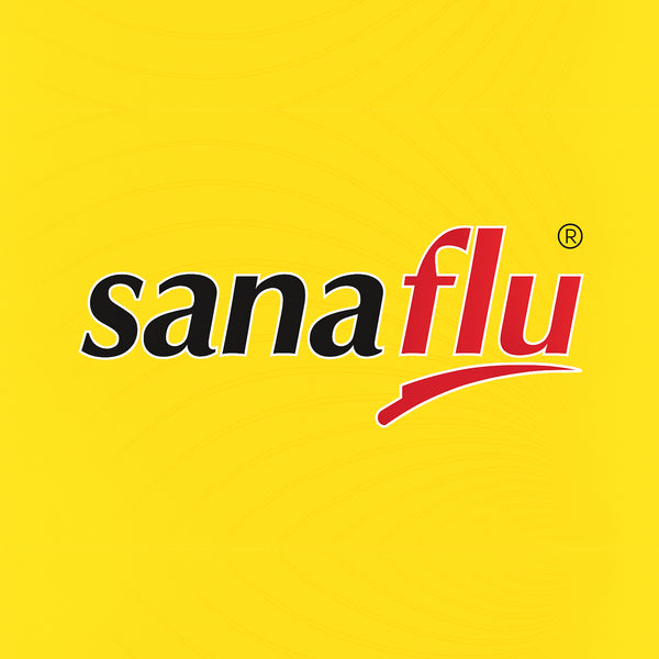 Sanaflu logo on a yellow background