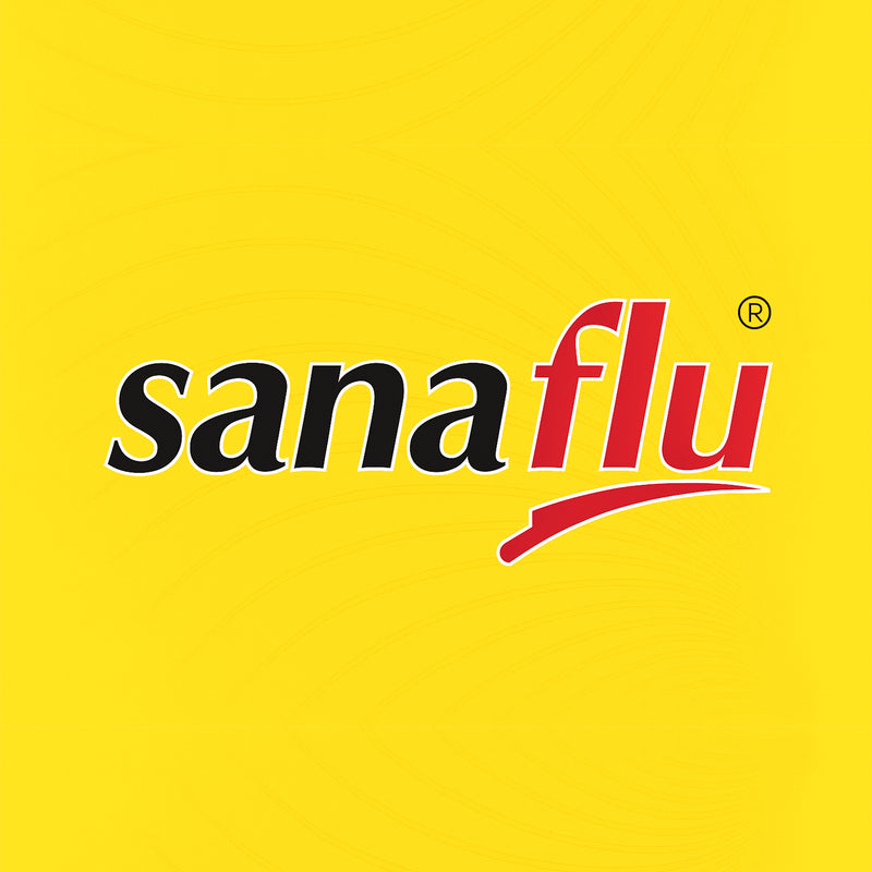 Sanaflu logo on a yellow background
