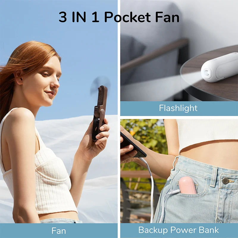 JISULIFE Portable Mini Handheld Fan,USB Rechargeable 4500mAh Silent Small Fan for Home,Pocket Fan,Electric CoolingVentoinha