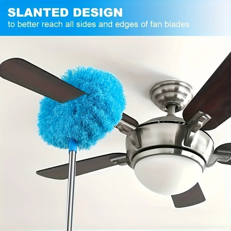 Long-Handled Microfiber Ceiling Fan Duster -Reusable,Cleaning Brush - Detachable Brush,Easy Cleaning, for High Ceilings,etc.