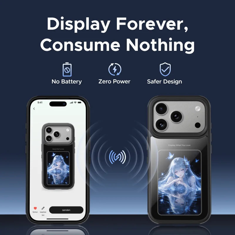 UGREEN E-ink Screen Case for iPhone 17 18 Pro Max NFC DIY 6-color Military Protection Slim Case Black