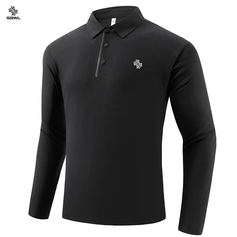 SBWL Autumn/Winter Man Outdoor High Quality Golf Elastic Long Sleeve POLO Shirt Fashion Base Office Casual POLO T-Shirt Tops