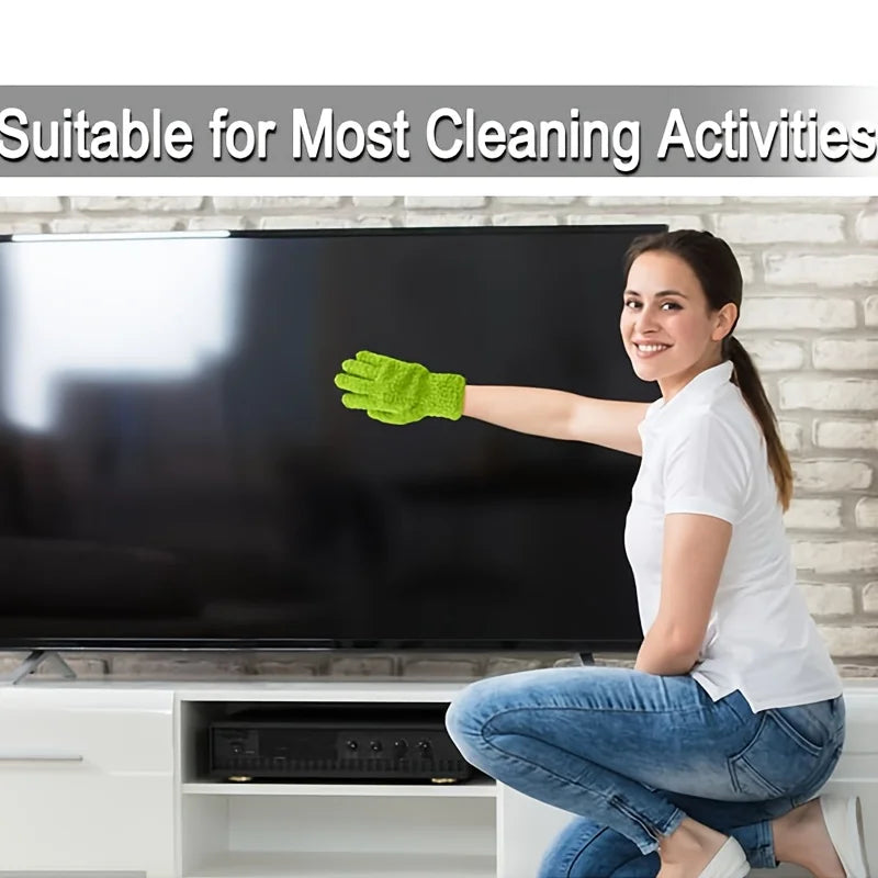 1Pair Cleaning Gloves with Built‑in Gap Brush, Reusable Hand‑Washable for Car Glass, Plants, Sunshade & Household Outdoor Use