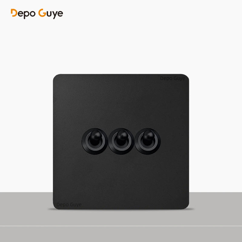 86 Type Retro Wall Momentary Reset Switch Brass Lever 1-4 Gang Bronzed Antique Switches Stainless Steel Panel For Home