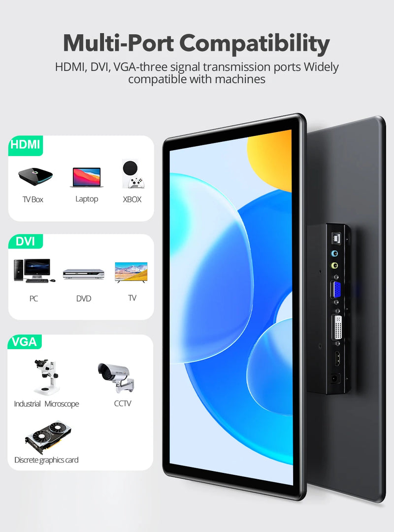 UPERFECT Touchscreen Portable Monitor 15.6'' HDR 1080P IPS Raspberry Pi VESA HDMI VGA DVI Industrial Input 2000:1 Contrast Ratio