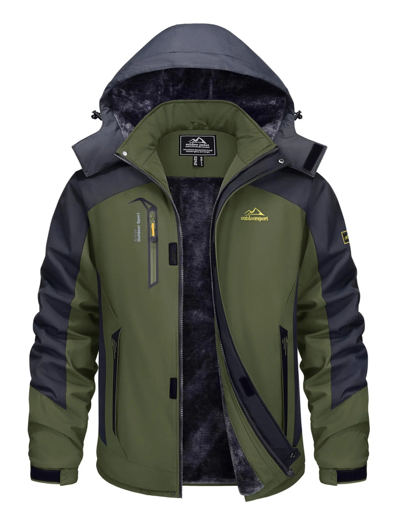 TACVASEN Winter Thicken Ski Snowboard Jacket Mens Fleece Waterproof Hiking Jackets Outdoor Mountain Trekking Windbreaker Parka
