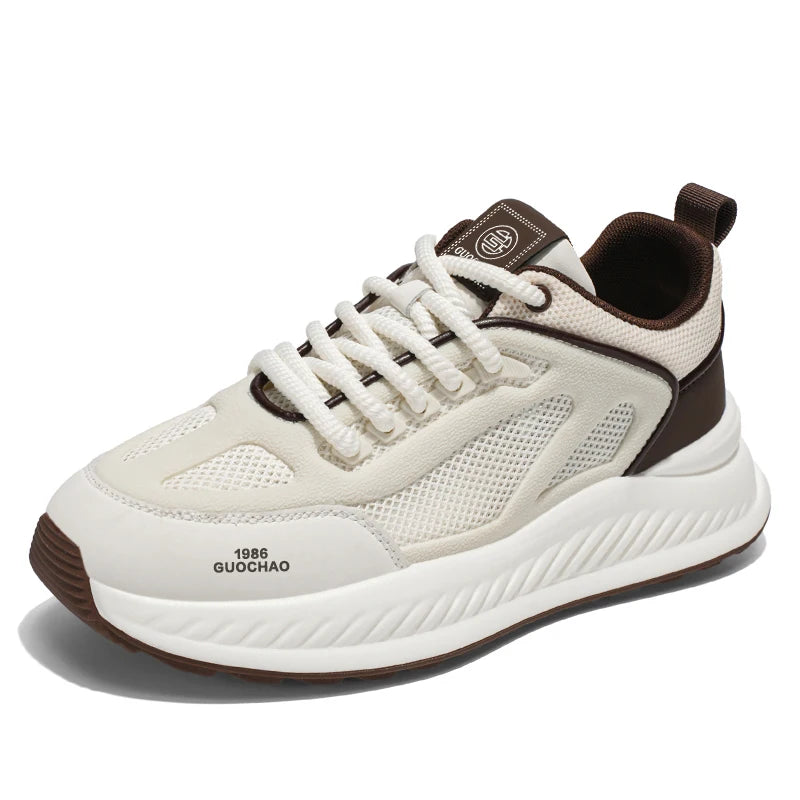 Men's casual sneakers four seasons breathable lightweight soft-sole non-slip outdoor running shoes thick-sole speed sports shoes