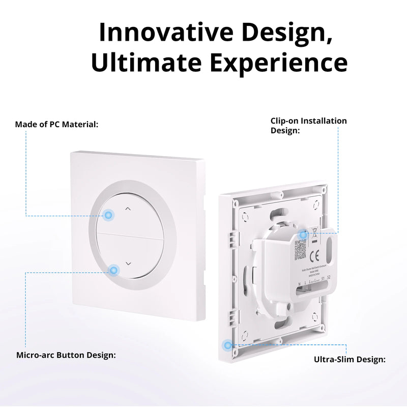 SONOFF ERBS Fusion Series Roller Shutter Wall Switch Enclosure EU Wall Box Compatible Fireproof PC Housing Clip-On Switch Design