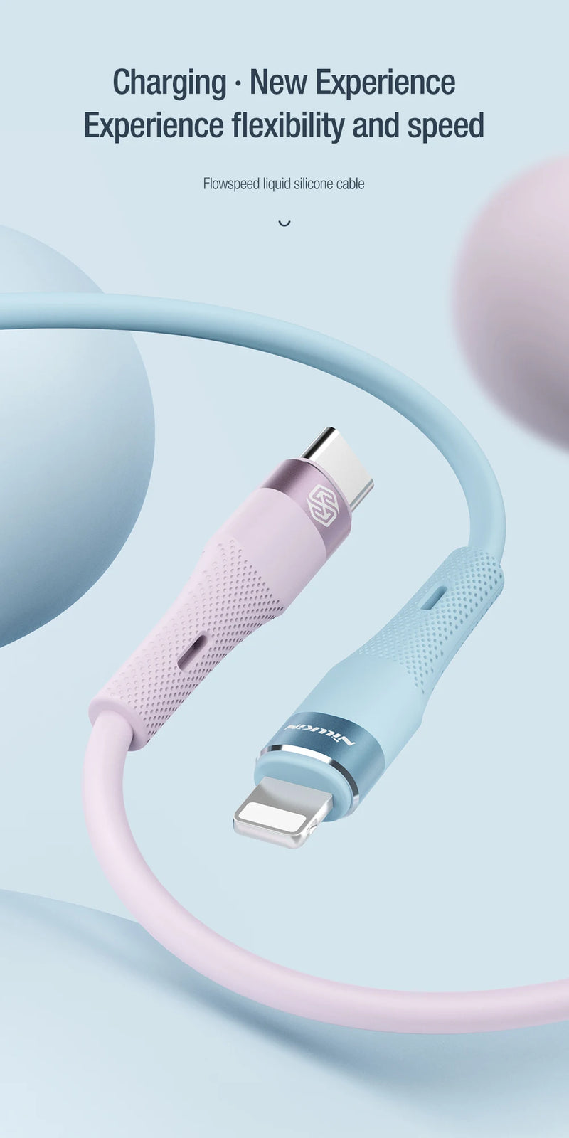 NILLKIN PD 27W Type C To Lightning Cable Fast Charge Efficient transmission liquid Silicone Cable For iPhone 14 13 12 Pro Max