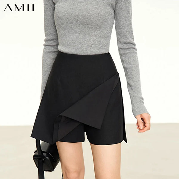 AMII សំពត់ខ្លីធម្មតាសម្រាប់នារី រចនាបថតិចតួចបំផុត រដូវស្លឹកឈើជ្រុះ ឆ្នាំ២០២៦ ម៉ូដថ្មីសម្រាប់នារីធ្វើដំណើរ សំពត់ខ្លីរាងអក្សរ A 12343035