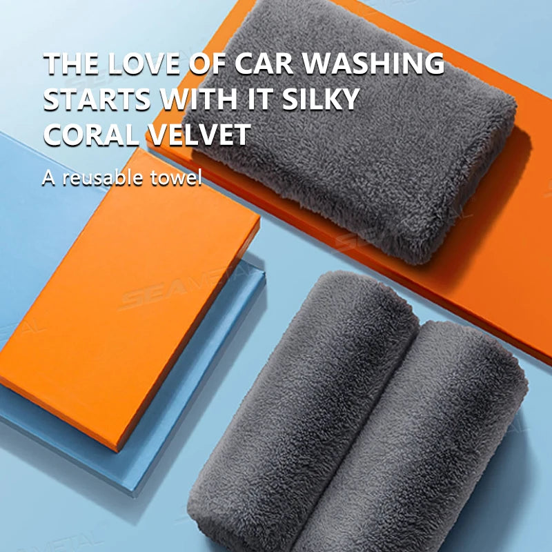 SEAMETAL Car Wash Microfiber Towel 5 Sizes Car Cleaning Fast Drying Cloth Reusable Rags Super Absorbent for Car Home Clean Tools