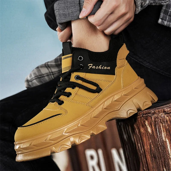 Men's boots four season new soft sole anti-slip high top casual boots fashion Joker outdoor Thick sole comfort sports work boots