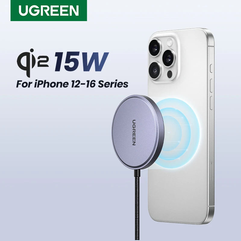 UGREEN 15W Magnetic Wireless Charger For iPhone 16 17 Pro Max Magnet Induction Charger Qi2 for Magsafe Wireless Charging Pad