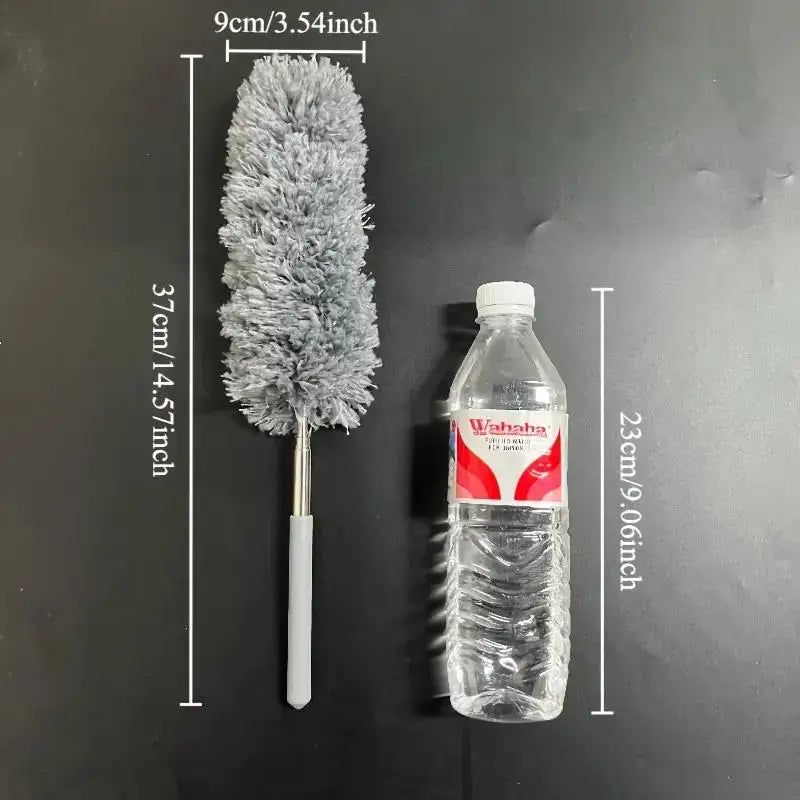 47" Extendable Microfiber Duster Pole - Bendable Stainless Steel Brush for Ceiling/Furniture/Car, Washable & No Power Needed