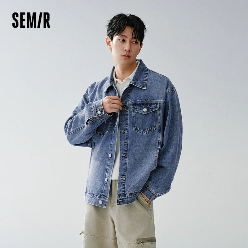 Semir Retro Jacket Unisex 2026 Spring Denim Loose Lapel Casual Versatile Fashion Comfortable Daily Wear Outerwear