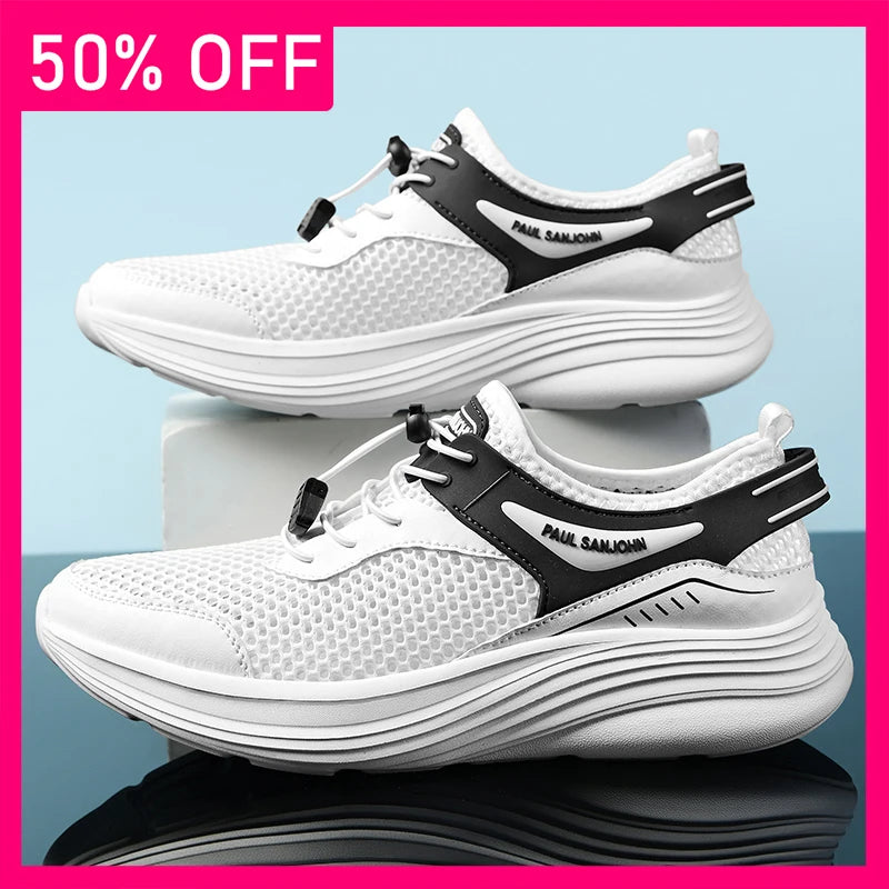Men Sports Shoes Breathable Lightweight Mesh Comfortable Durable Soft Soled Tennis Shoes Outdoor Leisure Fitness Training Shoes