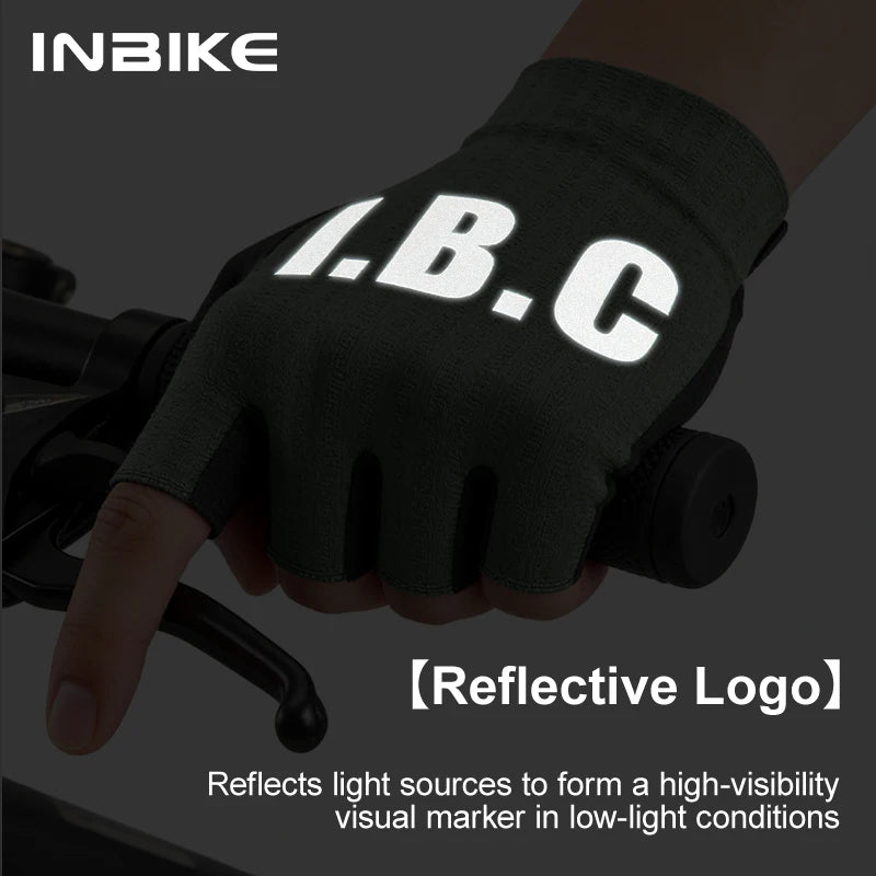 INBIKE Men's Road Cycling Gloves Breathable Half-Finger Cycling Gloves for Men Shock-Absorbing Pad Lightweight MTB Biking Gloves