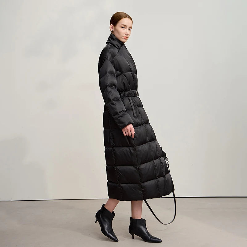 AMII Down Jackets Woman 2026 Winter New Warm Stand-up Collar Solid Color Down Jacket Casual Straight Women's Long Top 12544054