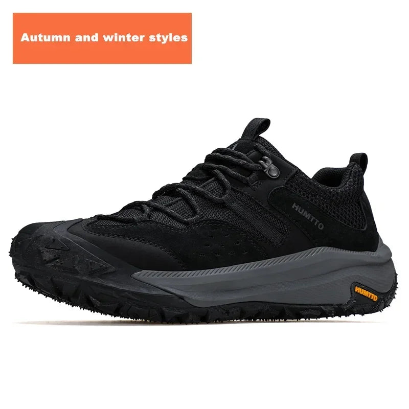 HUMTTO Breathable Trekking Shoes Outdoor Men's Sports Shoes Non-slip Hiking Boots for Men Leather Safety Walking Sneakers Man