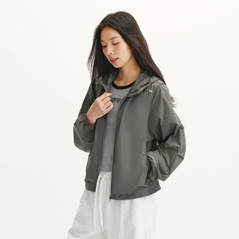 Semir Womens UV Jacket 2026 Cool Feeling Mesh Spliced Loose Hooded Drawstring Casual Outdoor Soft Comfortable