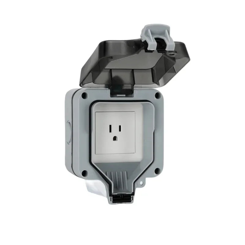 American 110v IP66 Waterproof Dual Socket with Switch, Universal Us Plug Outdoor Waterproof Charging Industrial Single Socket