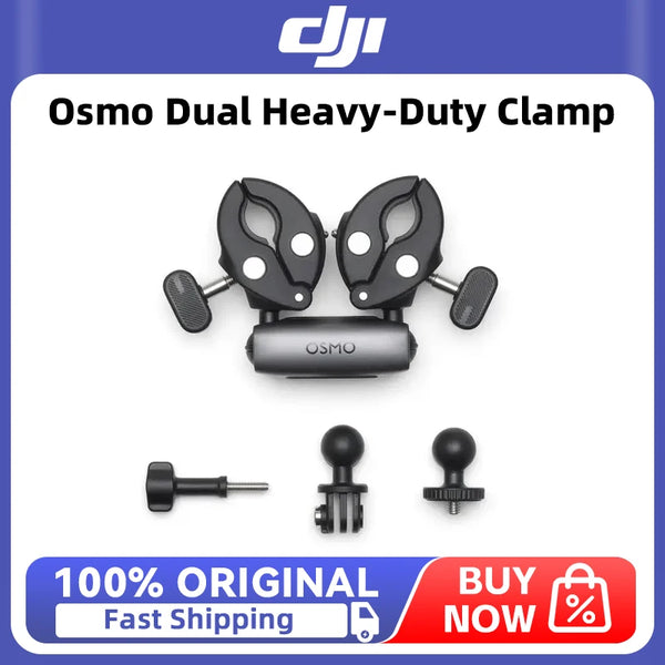 DJI Osmo Dual Heavy-Duty Clamp durable clamp pairs with Motorcycle Heavy-Duty Mount and Carbon Fiber Selfie Stick for Osmo 360