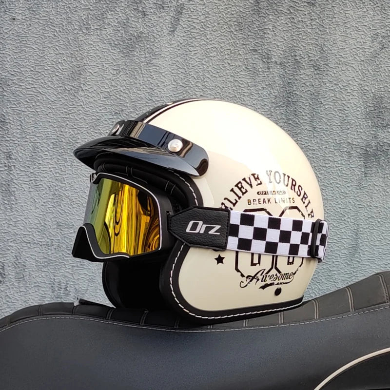 ORZ High-Quality Motorcycle Retro Helmet 3/4 Semi Covered Helmet Couple Scooter Cascos Para Moto Capacetes De Moto