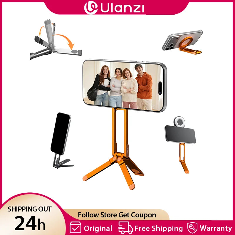 ជើងទម្រទូរស័ព្ទ Ulanzi MA30S Carabiner ជើងទម្រទូរស័ព្ទម៉ាញេទិកពីរ សម្រាប់ iPhone 17 16 15 Pro Max Android Vlog Live-Stream