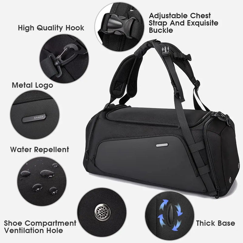 BANGE Gym Bag Fitness Wet Dry Waterproof Training Men Travel Shoulder Handbags Multifunction Work Out Swimming Duffle Bag Shoes