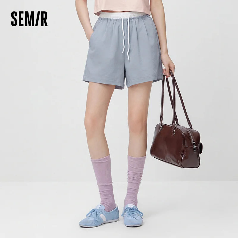Semir Womens Shorts 2026 Loose Draped Pleated Texture Elastic Waist Casual Soft Comfortable Breathable