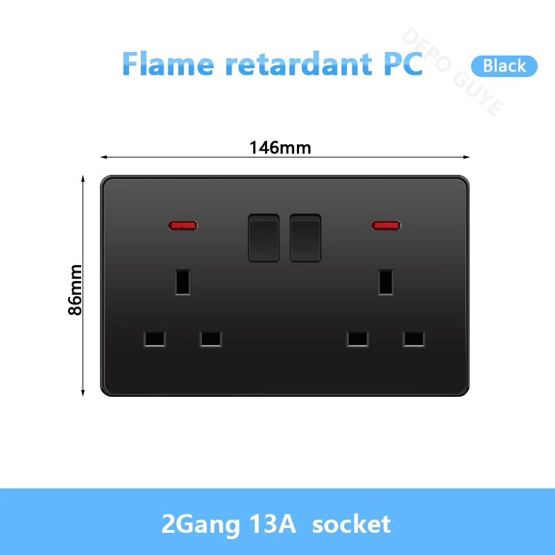 Universal Black USB Type-C 18W Smart Fast Charging Socket Double 5-pin Power Plug,UK  Electrical Internationa Wall Light Switch