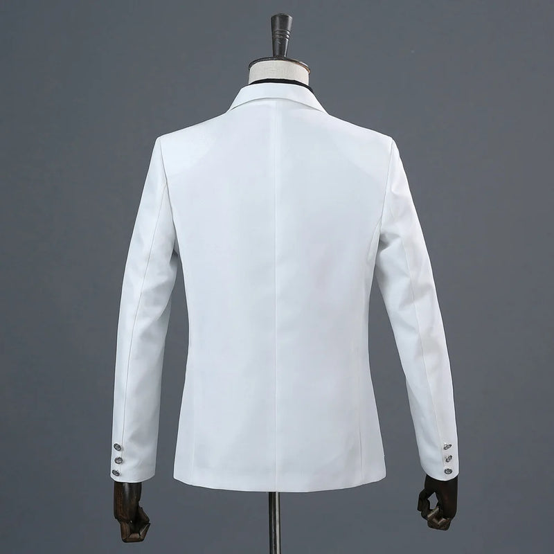 2027 New Men's Two-Piece Suit Set; The Jacket Features Circular Sequin Embellishments, Perfect for Nightclubs, Singers, Parties.
