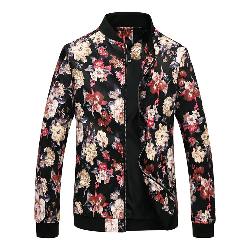 2026 New Baseball Collar Men's Long Sleeve Printed Jacket, Chinese Style Print Zipper Control Coat, Asian Size M-6XL.