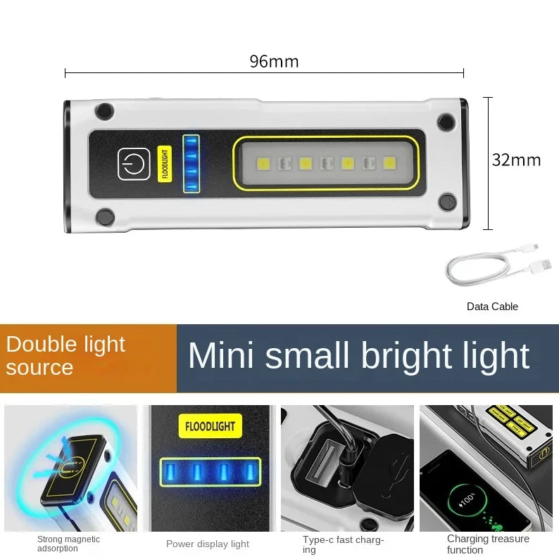 ភ្លើងពិល LED ខ្នាតតូចសម្រាប់ប្រើប្រាស់ក្រៅផ្ទះ ភ្លើងសង្គ្រោះបន្ទាន់ ភ្លើងពិលចល័តអាចសាកបាន នេសាទ ឡើងភ្នំ បោះតង់ ភ្លើងបំភ្លឺ