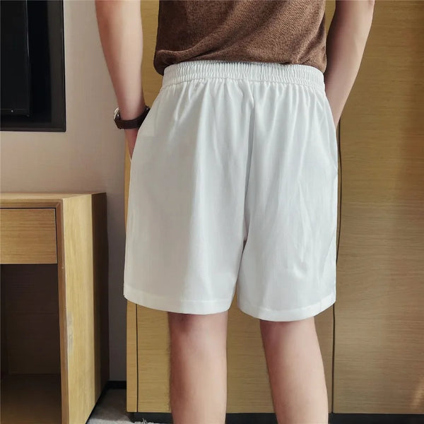 Men's Textured Ice Silk Shorts – Lightweight, Breathable  Quick-Dry Straight-Leg Summer Shorts with Elastic Waist (White  Black)