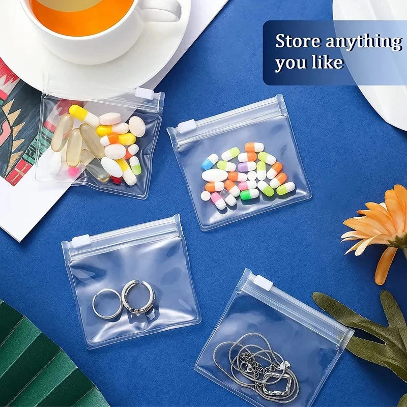 5/10pcs Mini Useful Storages Bag and Stickers, Zipper Bag Set,Self-Sealing Drug Storage Device, Travel Accessories.Random Color.