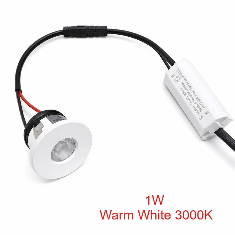 ភ្លើងបំភ្លឺ JOYINLED 1W LED ខ្នាតតូចសម្រាប់ដាក់ក្នុងទូ ភ្លើងចុះក្រោម AC 85-265V ចង្កៀងតាំងបង្ហាញគ្រឿងអលង្ការ បំពាក់ពិដានជាមួយឧបករណ៍បញ្ជា