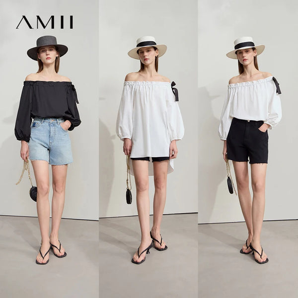 អាវ Amii Minimalist Casual សម្រាប់នារី រដូវក្តៅ ឆ្នាំ២០២៥ ថ្មី សម្រាប់នារីការិយាល័យ ពណ៌ស្រស់ឆើតឆាយ រលុង ងាយស្រួលពាក់ 12542170