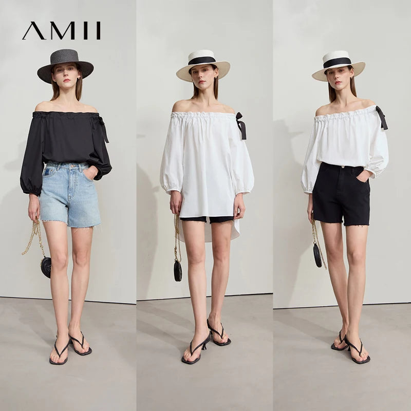 អាវ Amii Minimalist Casual សម្រាប់នារី រដូវក្តៅ ឆ្នាំ២០២៥ ថ្មី សម្រាប់នារីការិយាល័យ ពណ៌ស្រស់ឆើតឆាយ រលុង ងាយស្រួលពាក់ 12542170